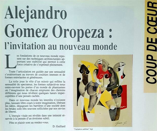 Artículo en francés: Alejandro Gomez Oropeza, l'invitation au nouveau monde