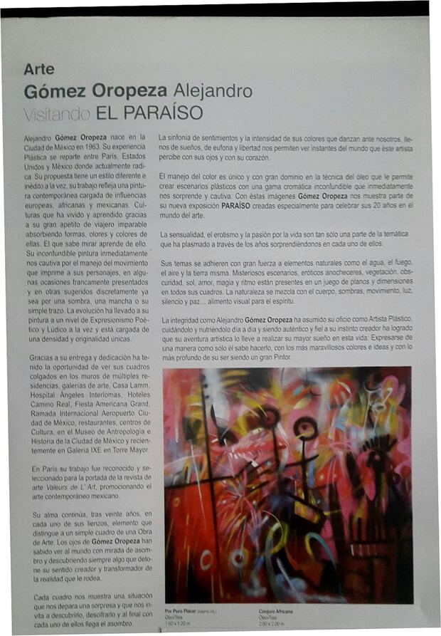 Artículo de revista: Gómez Oropeza Alejandro, Visitando El Paraíso
